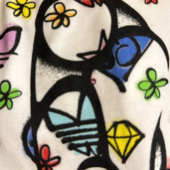 adidas Originals x Jeremy Scott one size t-shirt dress in white with gra… - Picture 6 of 8